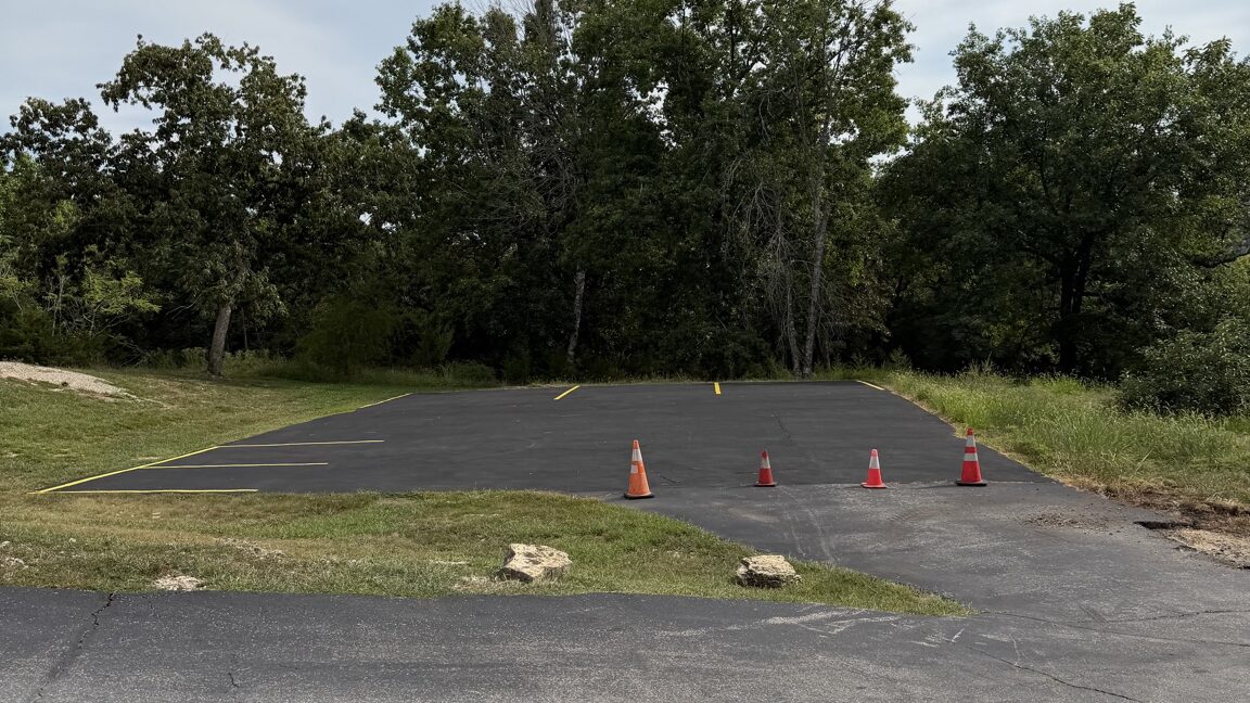 Newly paved boat trailer parking area at The Cove on Indian Point.